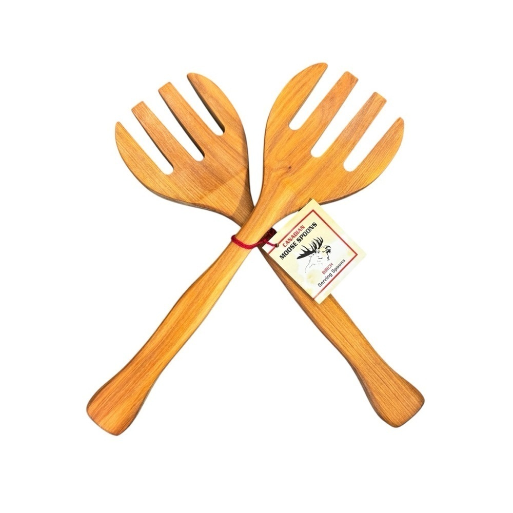 Vintage 90s Wooden Birch Canadian Moose Spoons